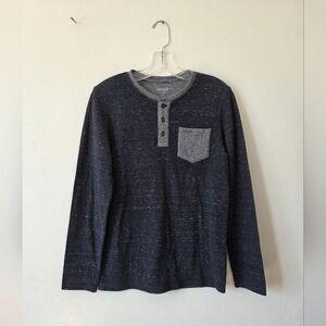 Boys Size XL 16 Henley Shirt Cat & Jack Gray Thermal Long Sleeve Autumn School